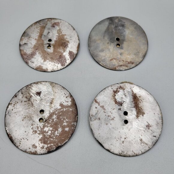 Asian Tag Drawer Cabinet Pulls Brass Finished Metal Discs Two Holes Set Of 4 - Picture 3 of 4